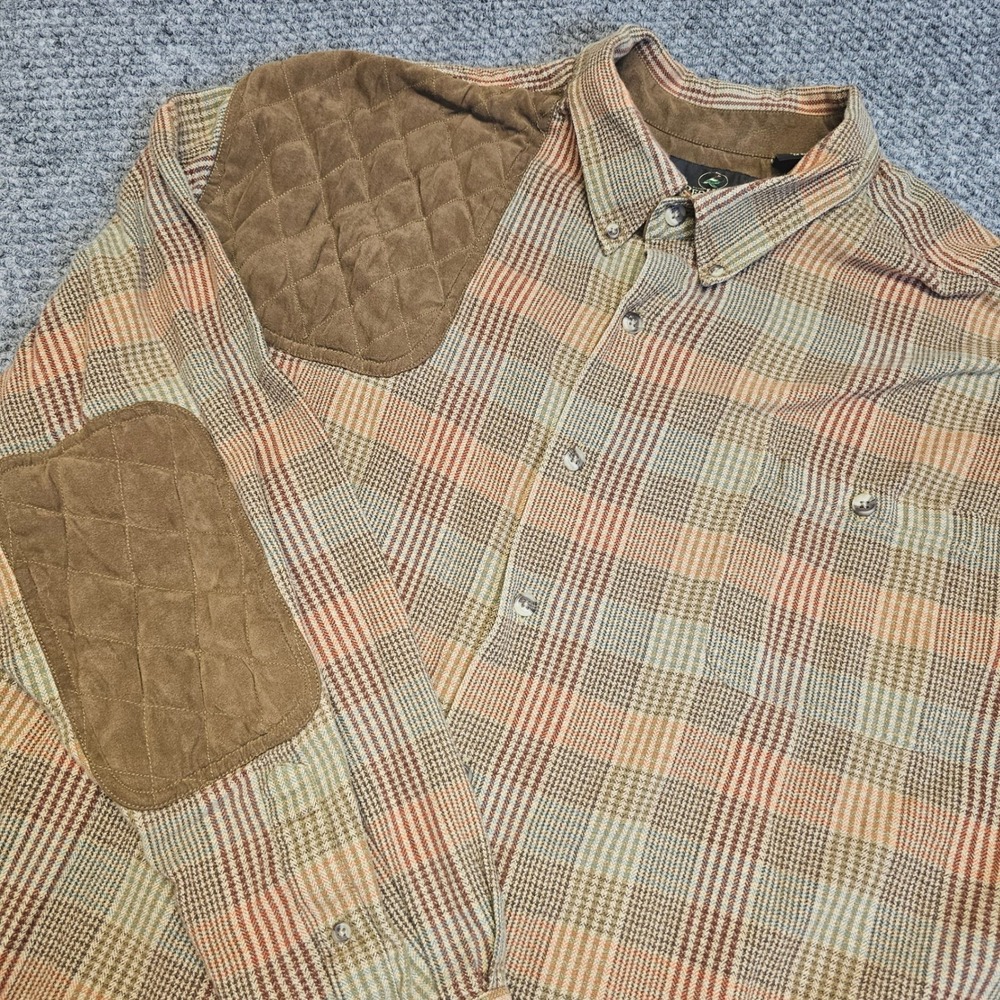 RedHead Mens 2XLT Plaid Flannel Shooting Shirt Shoulder Elbow Patches Button